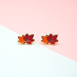 Handcrafted Maple Leaves Enamel Stud Earrings